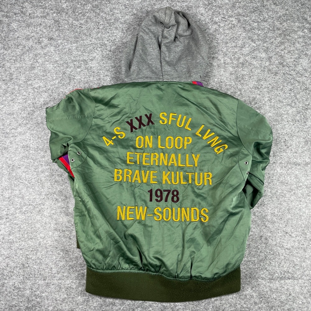 Diesel Eldert Bomber Jacket Mens M Green Hooded Keep It Brave Patch Banger